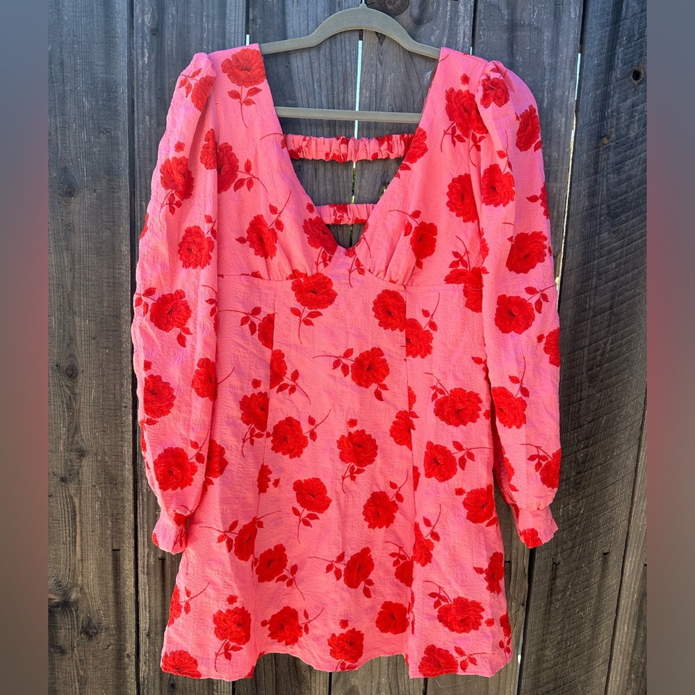 Pink Floral Long Sleeve Dress
